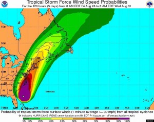 Path of Hurricane Irene