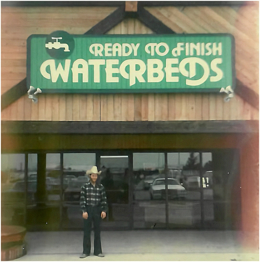 Front of a waterbed store in 1979