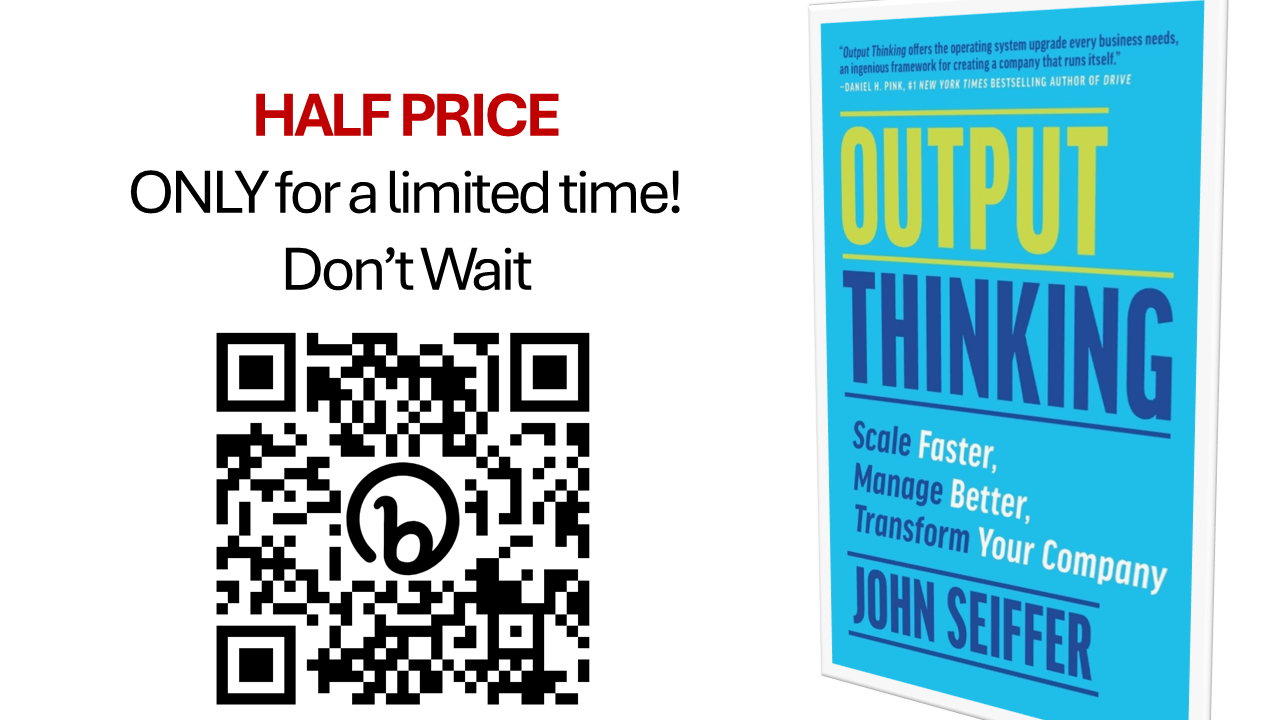 Half Price promo for Output Thinking book